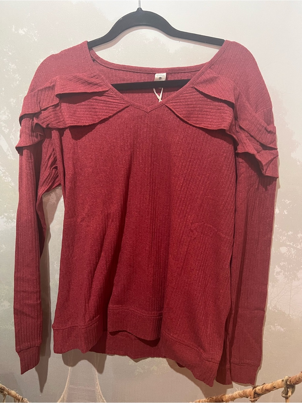Kate Quinn Long Sleeve V-Neck Ruffle Top